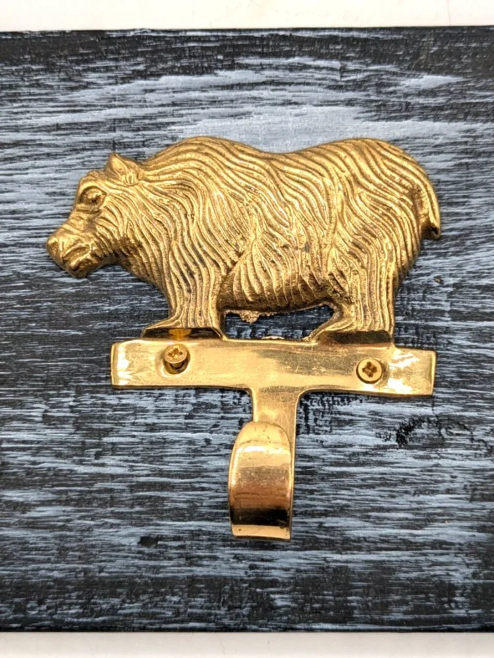Hand Crafted Hat Key Coat Rack 3 Bear Hooks Wall Mount Blue Distressed`15